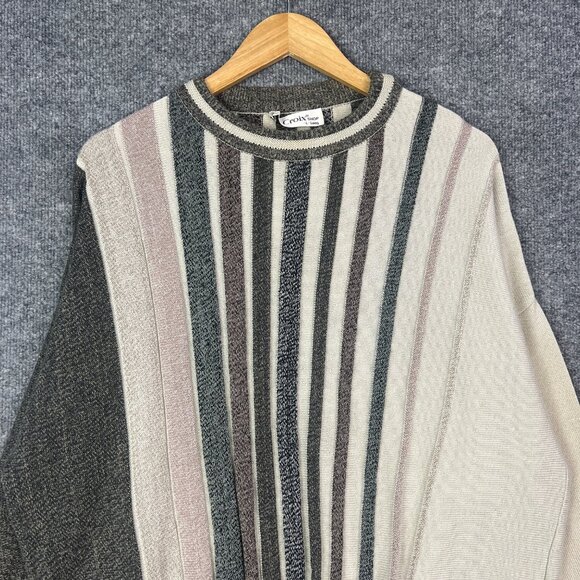 VTG St. Croix Knits Mens‎ Large Sweater Pullover Crew Neck Multi-Color Stripes - Picture 4 of 9